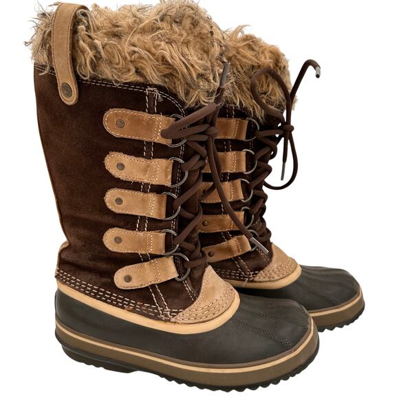 Sorel Women's Brown Leather Joan of Arctic Waterproof Snow Boots Size 5 - Picture 1 of 10